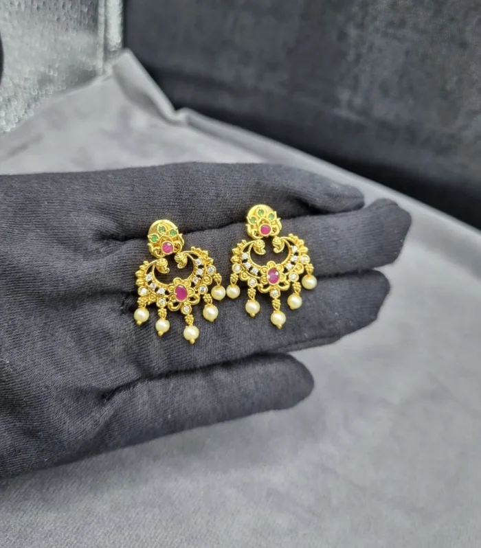 Regal Pearl Chandbali Earrings - Zaariyah Premium Collection